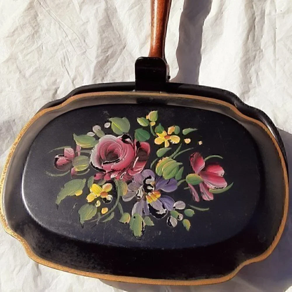 Vintage Hand Painted Floral Top Pattern Silent Butler